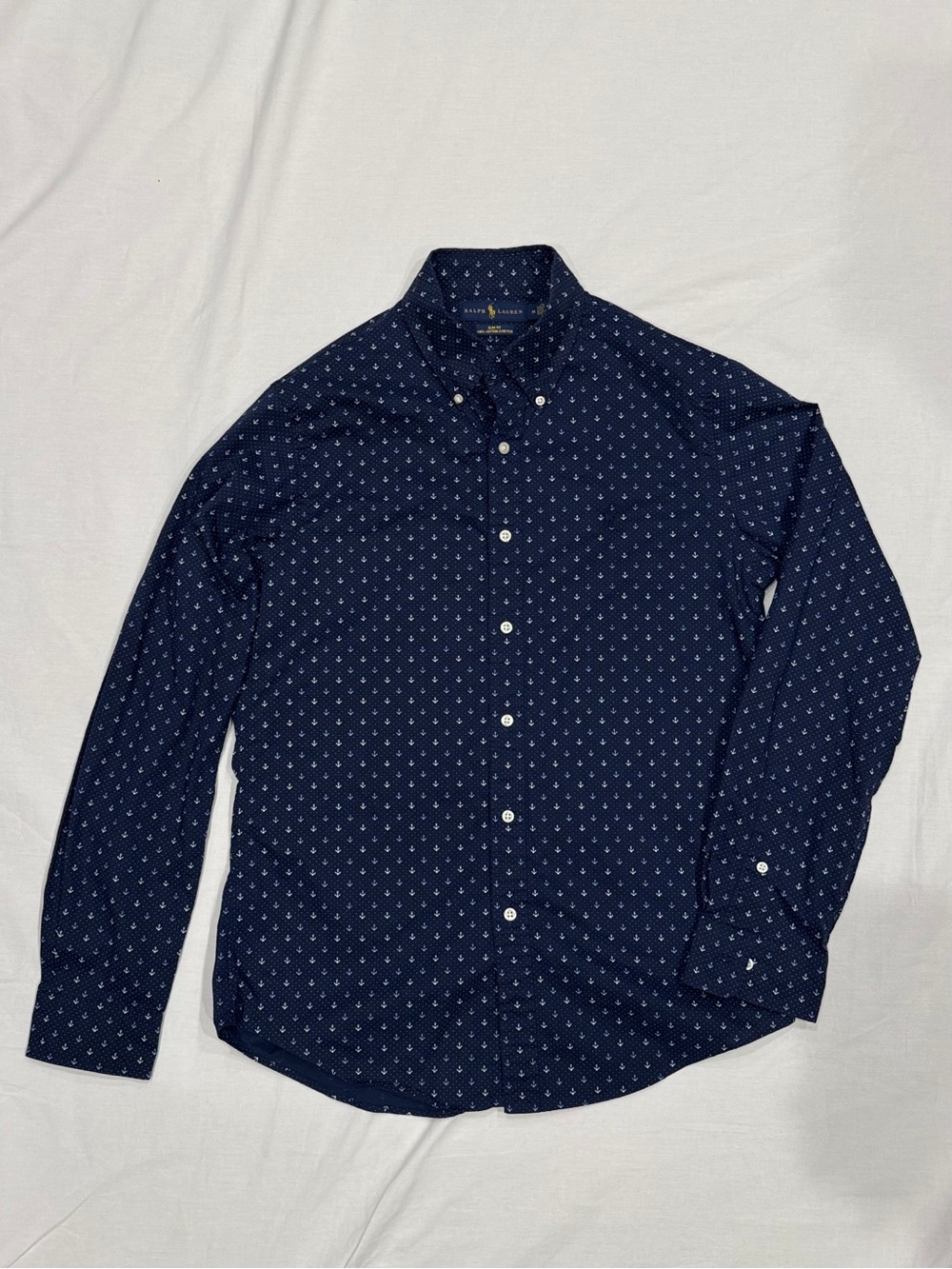 Ralph Lauren Navy Micro-Pattern Button-Down Shirt